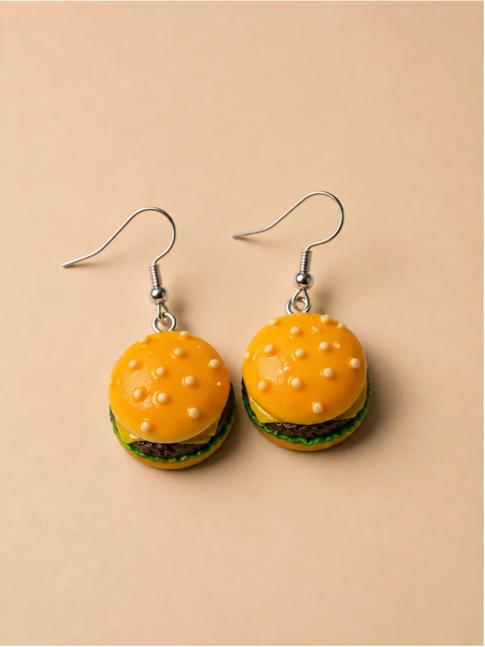 Women's Unbranded Hamburger Earrings One Size Yellow Brown